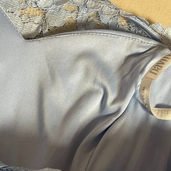 Davids Bridal Ice Blue One Shoulder Lace Dress 12 - Picture 11 of 12